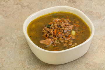 Lentil soup with chicken and vegetables