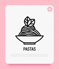 Pasta thin line icon. Spaghetti. Modern vector illustration of italian food.