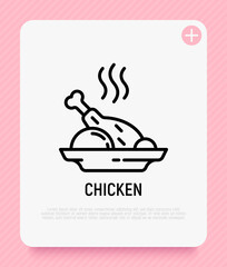 Grilled chicken thin line icon. Modern vector illustration.