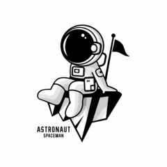 astronaut cartoon illustration vector, spaceman vector
