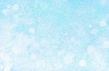 背景素材　キラキラしたブルーのラメと光の玉