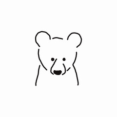 ロゴ、シンボルマークのための、子熊のシンプルな線画