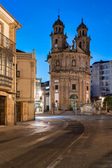 Fototapeta na wymiar Facade of the Baroque Church of the Peregrina in Pontevedra, Galicia, Spain.
