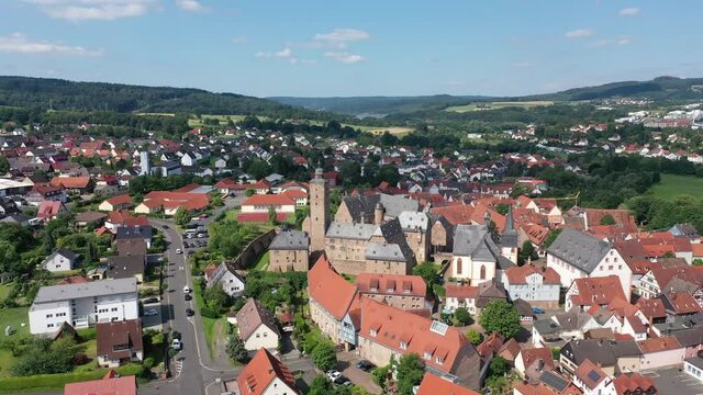 Drone shot of Steinau ander der Strasse, Hesse, Germany