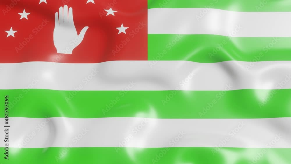 Poster 3d flag of abkhazia fluttering in the breeze background. 4k animated seamless loop video clip in a r