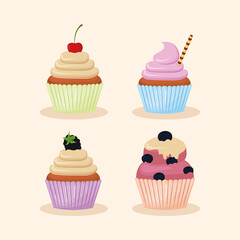 cupcakes vector icons