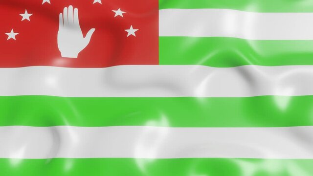 3d flag of Abkhazia fluttering in the breeze background. 4K animated seamless loop video clip in a realistic way