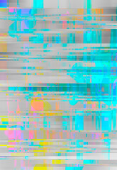 glitch art background with bright neon pixels