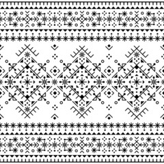 Geometric tribal or neotribal line art vector seamless pattern, textile or fabric print design set inspired by old Icelandic Nordic Viking rune art
