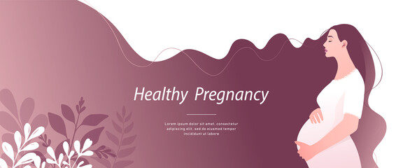 Beautiful pregnant woman expecting a baby with brown hair.