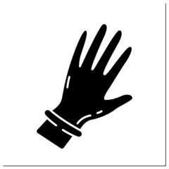 Obraz premium Medical gloves glyph icon.Personal protective equipment. Barrier between person and germs. Medical PPE concept. Filled flat sign. Isolated silhouette vector illustration