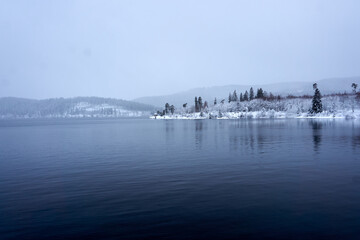 famous schluchsee lake in the black forest in winter 