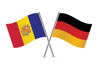 Andorra and Germany flags. Andorran and German flags isolated on white background. Vector illustration.