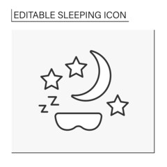 Sleep mask line icon. Deep rest eye mask. Nighttime. Dreaming. Sleeping concept. Isolated vector illustration. Editable stroke