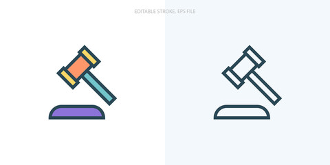 Justice icon for your website, logo, app, UI, product print. Justice concept flat Silhouette vector illustration icon. Editable stroke icons set. EPS file.