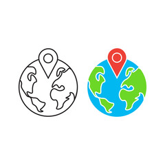 World globe pin. Vector icon template