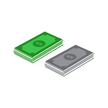 Stack of pile money, dollar. Vector icon template