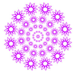 circular pattern with flowers, vector background