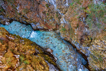 Blue water between rocks