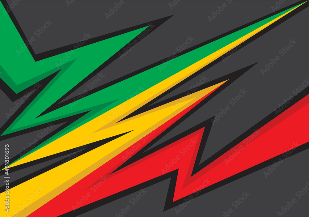 Poster simple background with gradient zigzag line pattern and with jamaican color theme