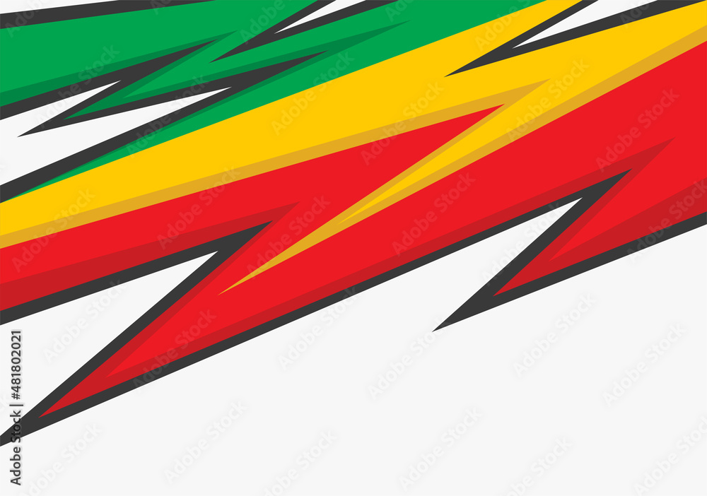 Poster simple background with gradient zigzag line pattern and with jamaican color theme and some copy spac