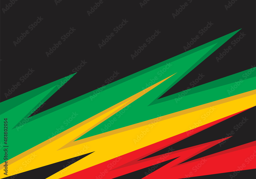 Poster simple background with gradient zigzag line pattern and with jamaican color theme and some copy spac