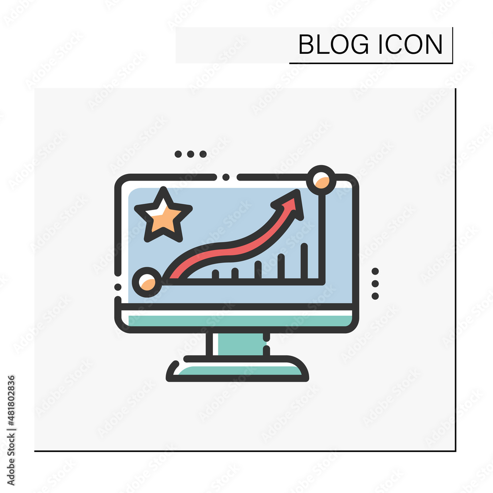 Poster rating color icon. popularity growth. internet communication, feedback. blogging and broadcasting. s