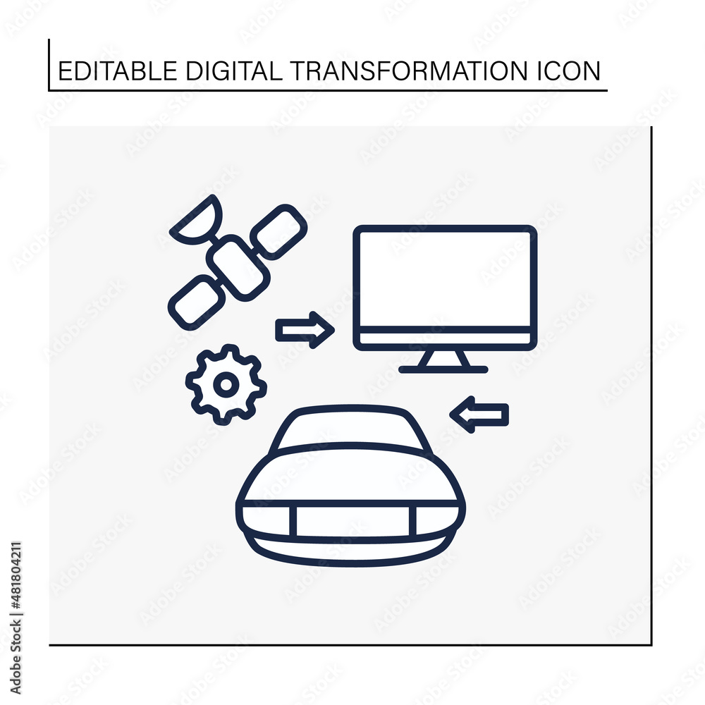Poster industry 2.0 line icon. modern smart technologies. accessibility. mass producing. digital transforma