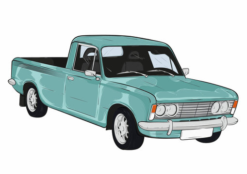 cartoon car pick up sketch painting wallpaper comics style