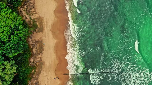 Breathtaking blue waves on Batlic sea. Vacation at the seaside.