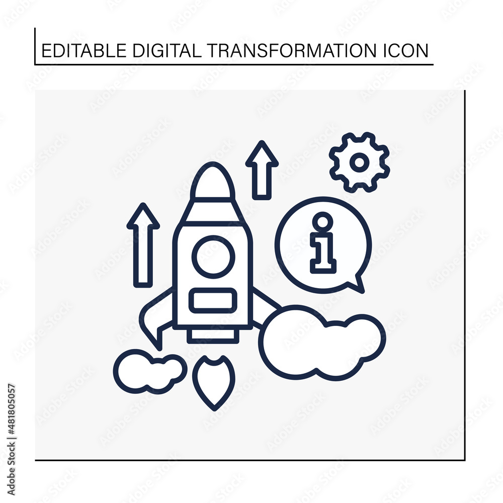 Aufkleber rocket line icon. information accessibility. start up in the sky. modern technology.digital transfor