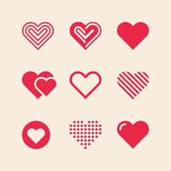 Heart Icon Set Collection. Element for Valentine, Love, Wedding, Engagement, Family, Together, Non Profit Community Organization, Charity, etc. Premium Vector Icon Template Design