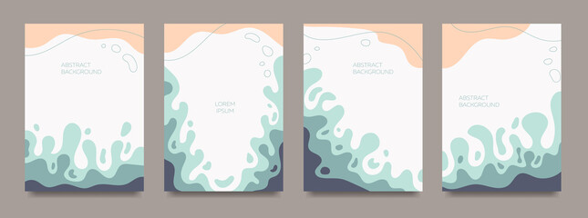Set of abstract, underwater backgrounds with blots. For letterheads, banners, leaflets, booklets. Vector.