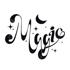 Lettering "Magic". Vector illustration, calligraphy, print.