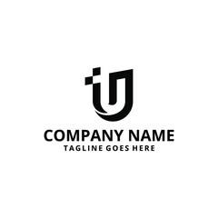 Creative modern abstract illustration initials T U , geometric logo design sign template