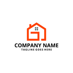 Fototapeta premium Creative modern abstract illustration initials G with house graphic design. geometric logo design template