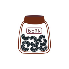 bean beans inside glass jar, flat design, element isolated on white background