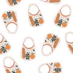 eco bag seamless pattern with fruits, fair, pattern for kitchen wallpaper, tablecloth. zero plastic