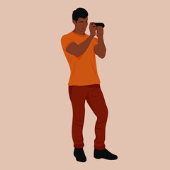 Photographer, flat vector people illustration, man silhouette.