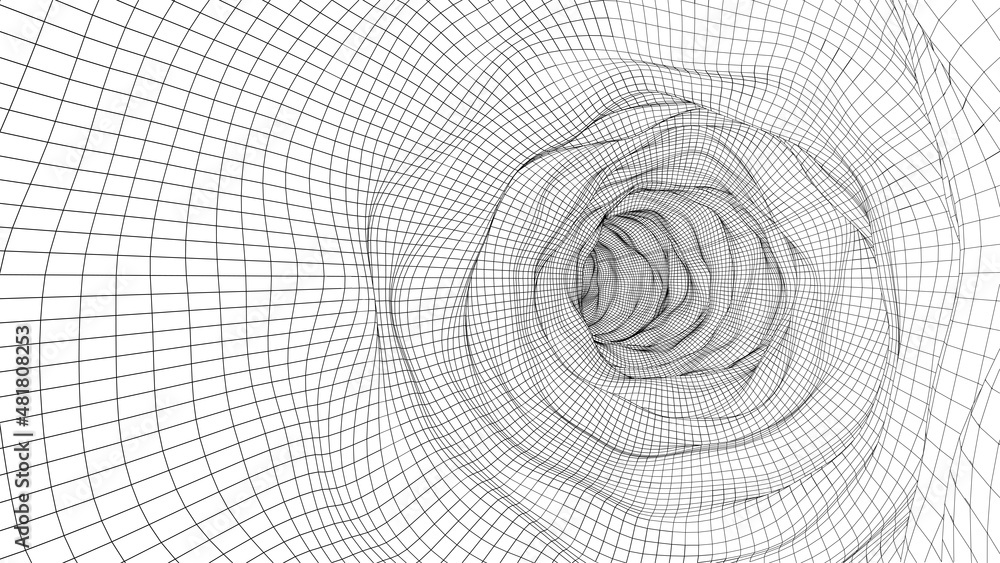 Wall mural mesh wormhole model representing fabric of space and time.
