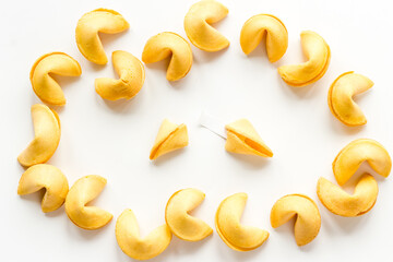 A lot of Chinese New Year fortune cookies. Chinese New Year background