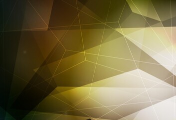 Dark Green, Yellow vector layout with lines, triangles.