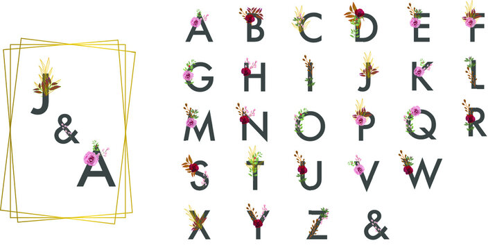 Floral alphabet letter