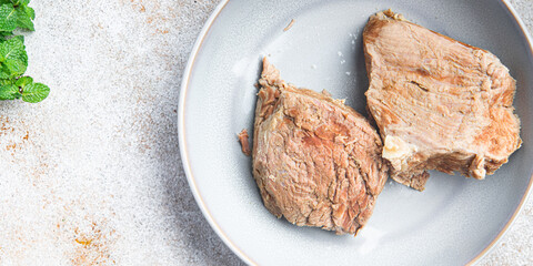 beef boiled meat veal dietary healthy meal food diet snack on the table copy space food background rustic top view keto or paleo diet