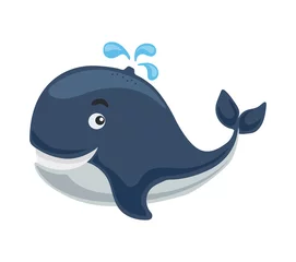 Tuinposter Whale Cartoon Illustration © Macrovector