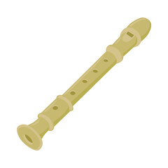 Flute Sign Emoji Icon Illustration. Wind Instrument Vector Symbol Emoticon Design Clip Art Sign Comic Style.