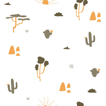 Vector seamless pattern with African motives. Trendy tropical design for textile