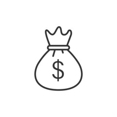 Money bag icon in flat style. Moneybag vector illustration on isolated background. Coin sack sign business concept.
