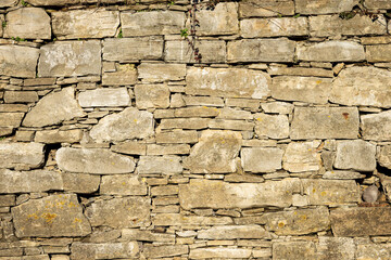 Closeup of a typical dry stone wall in Bergamo Upper Town, full frame, background, Lombardy, Italy, Europe.