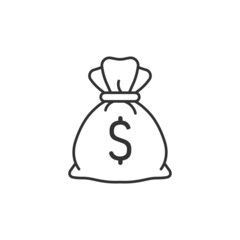 Money bag icon in flat style. Moneybag vector illustration on isolated background. Coin sack sign business concept.